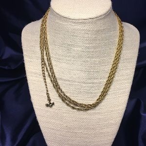 Gold three strand anchor necklace